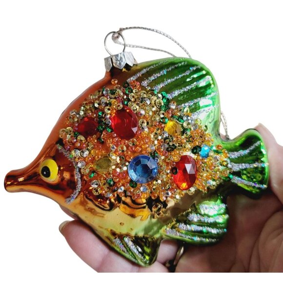 Vintage Figural Mercury Glass Christmas Tree Ornament Corral Reef Exotic Fish - Picture 2 of 8